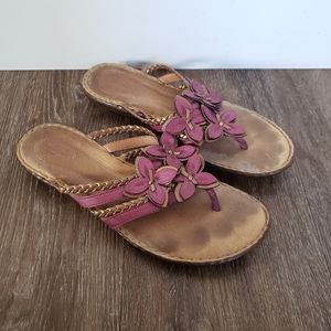 Clark's Artisan Women's Thong Sandal size 8, Brisk Juniper purple floral